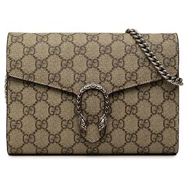 Portafoglio con catena Gucci Beige GG Supreme Dionysus