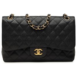 Chanel Black Jumbo Classic Caviar Double Flap