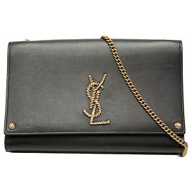 Saint Laurent Black Medium Smooth Calfskin Braided Monogram Kate Crossbody