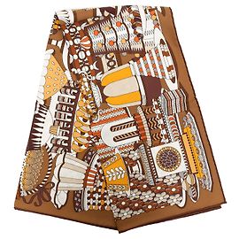 Hermès Brown La Patisserie Francaise Seidentuch 90