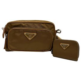Prada Brown Re Nylon Travel Pocket Double Zip Crossbody