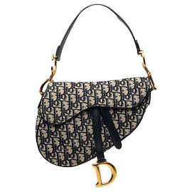 Borsa Saddle Dior in tela Oblique blu