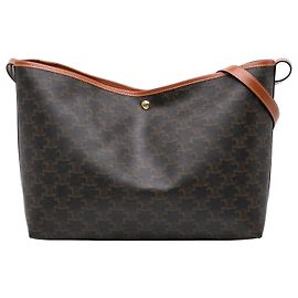 Céline Borsa Soft Shopper Celine in tela rivestita e pelle di vitello marrone Triomphe