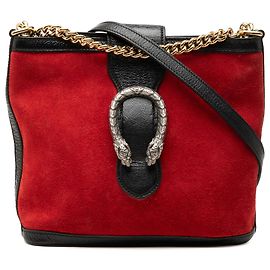 Borsa a secchiello Dionysus Gucci in camoscio rosso