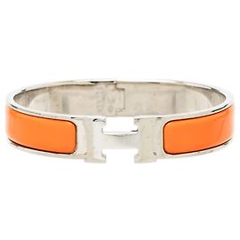 Pulsera Clic H PM de esmalte estrecho Orange Hermès