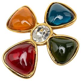 Spilla Gripoix multicolore placcata oro Chanel Gold CC
