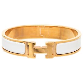 Pulsera Clic H PM Hermès de esmalte blanco estrecha