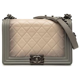 Chanel Beige Medium Quilted Calfskin Ombre Boy Flap