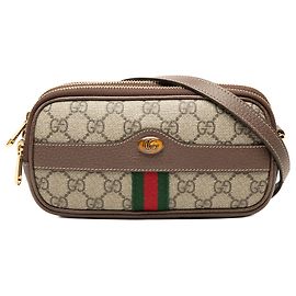 Gucci Mini Bolsa Tiracolo Ophidia Triple Zip em GG Supreme Bege