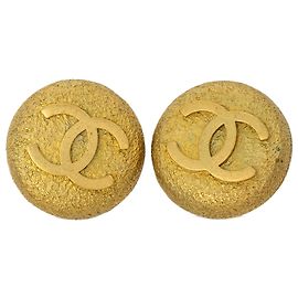 Orecchini a clip rotondi testurizzati Chanel Gold CC placcati oro