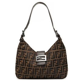 Fendi Schultertasche aus braunem Zucca-Canvas