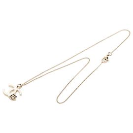 Collana con pendente a fiore smaltato e placcato oro CC Chanel Gold