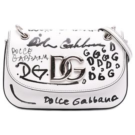 Dolce & Gabbana Bolso Bandolera Millenial Graffiti Pequeño de Piel de Ternera Blanca
