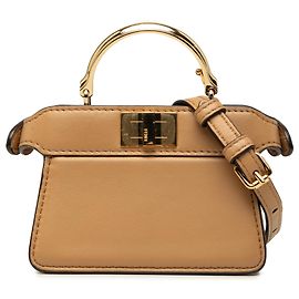 Bolso Satchel Fendi Peekaboo ISeeU Maxi Handle en piel de becerro Nano marrón