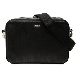 Dior Galaxy Pouch aus perforiertem Black Oblique Kalbsleder mit Gurt