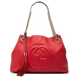 Borsa Tote Soho Chain Gucci in pelle di vitello rossa Medium