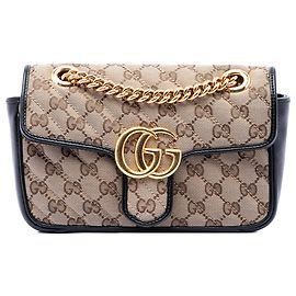 Borsa a tracolla Gucci Beige Small GG Marmont Matelassé in tela GG diagonale e pelle