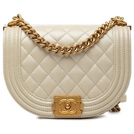 Borsa Chanel Boy Small in pelle caviar matelassé bianca