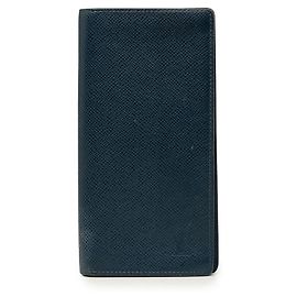 Louis Vuitton Blue Taiga Portefeuille Brazza Bifold Long Wallet