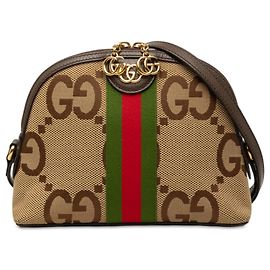 Borsa a tracolla Gucci Ophidia Dome Small Jumbo GG Canvas Web Beige