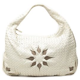 Bottega Veneta Borsa Hobo Flower Veneta Large in Nappa Intrecciato Bianca