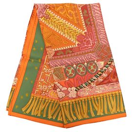 Hermès Orange Sur un Tapis Volant Seidentuch 90