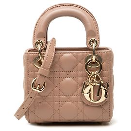 Dior Mini Lady Dior in pelle di agnello Cannage marrone