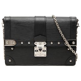 Portafoglio a catena Louis Vuitton Black Epi Trunk