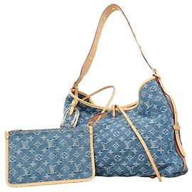 Louis Vuitton Monogram Denim Carryall NM MM Schultertasche