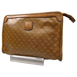 Céline Bolso de mano de cuero marrón monograma Celine