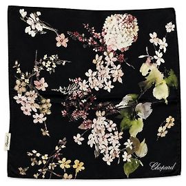 Carré en soie Chopard à imprimé floral noir