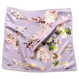 Carré en soie Chopard lilas imprimé floral