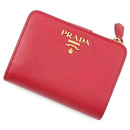 Portafoglio Prada bi-fold in pelle rossa