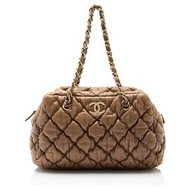 Sac Satchel Chanel en agneau matelassé bubble