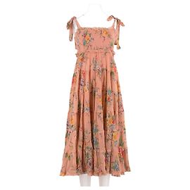 Zimmermann Rosa Seidenkleid mit Blumenprint lang