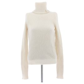 Saint Laurent Pull à col roulé en laine beige