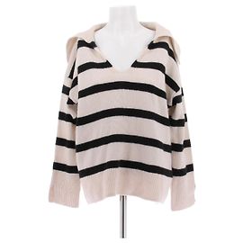 Massimo Dutti Gestreifter Pullover in Beige und Schwarz
