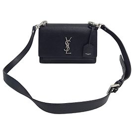 Saint Laurent Leder Satchel Tasche Medium Navy