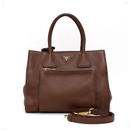 Prada One Pocket Tote Bag und Schultertasche aus braunem Vitello Daino