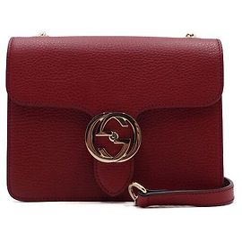Gucci Borsa a spalla e crossbody Red Interlocking Small con catena dorata