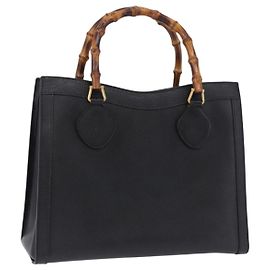 GUCCI Bolso de Mano Bamboo Cuero Negro Tono Dorado