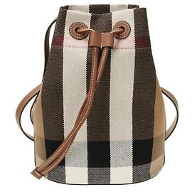 Burberry Picca borsa secchiello piccola in tela a quadri
