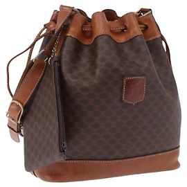 Céline CELINE Macadam Canvas Shoulder Bag PVC Leather Brown Gold