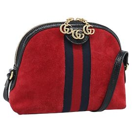 GUCCI Ophidia Sherry Line Shoulder Bag Leather Red Gold 499621