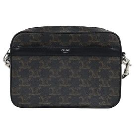 Céline Borsa Messenger Small in tela Triomphe e pelle di vitello Nera