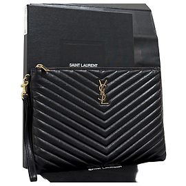 Saint Laurent Clutch Matelassé New Medium Black