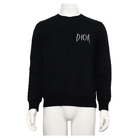 Dior Raymond Pettibon Sweatshirt für Herren aus schwarzer Baumwolle mit besticktem Logo