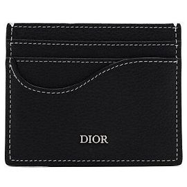 Dior Tarjetero Saddle de piel granulada negra