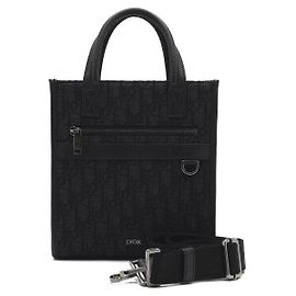 Dior Borsa tote e borsa a tracolla da uomo Black Oblique Jacquard Safari North-South con manico superiore