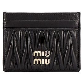 Miu Miu Matelassé Kartenetui Gold Logo Schwarz